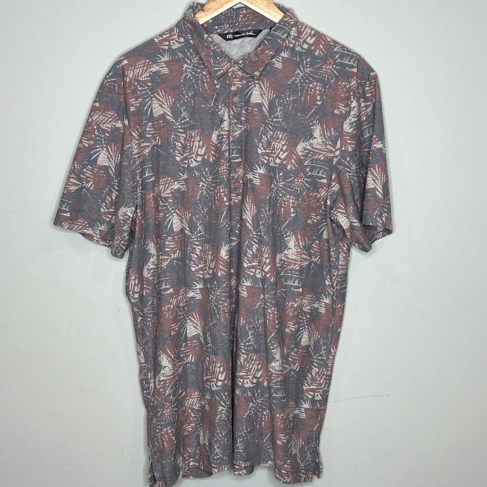 Travis Mathew Soft Polo Shirt Mens Large Floral Golf All Over Print Pima Blend - Picture 7 of 9